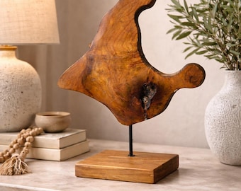 Handcrafted Solid Wood Abstract Sculpture | Natural Suar Root Art | Organic Wood Decor