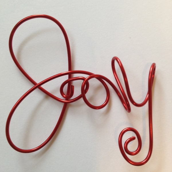 Joy Christmas ornament, Red wire Home decor, Etsy Christmas, Etsy home decor, Wall hanging, Lilyb444