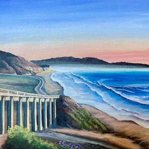 Pacific Coast Highway at Torrey Pines acrylic painting