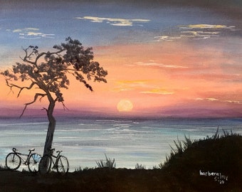 Fine Art Painting Bikes at the Beach