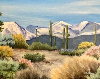 Arizona Desert Snow 12x16 painting