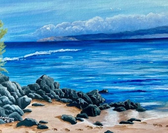 A Walk on the beach in Maui acrylic painting