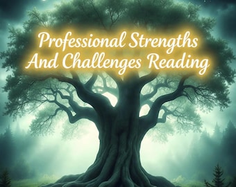 May include: Digital artwork featuring a large tree with the text "Professional Strengths And Challenges Reading" in a glowing font. The background shows a misty forest and a full moon in the night sky.