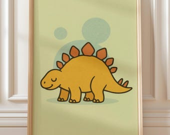 Dinosaur Nursery Wall Art Print: Stegosaurus Illustration (Digital Download)