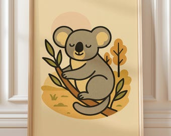 Koala Nursery Wall Art –Australian Animal Illustration (Digital Download)