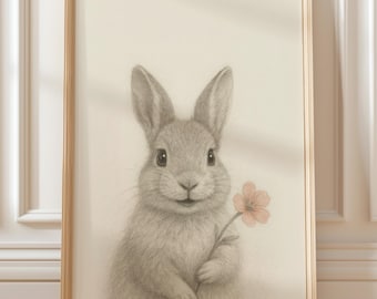 Arte de pared para habitación de conejos: ilustración imprimible (descarga digital)