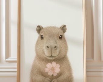 Capybara Nursery Wall Art – Printable Animal Illustration (Digital Download)