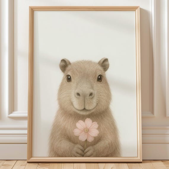 Capybara Nursery Wall Art – Printable Animal Illustration (Digital Download)