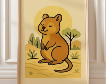 Arte mural para guardería de Quokka: Ilustración de animales australianos (descarga digital)
