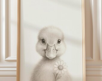 Duck Nursery Wall Art – Printable Animal Illustration (Digital Download)