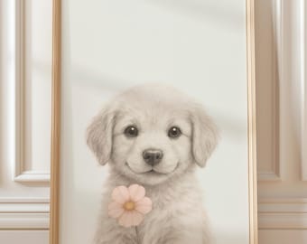 Dog Nursery Wall Art – Printable Animal Illustration (Digital Download)
