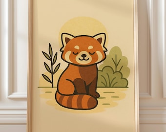 Red Panda Nursery Wall Art – Printable Animal Illustration (Digital Download)