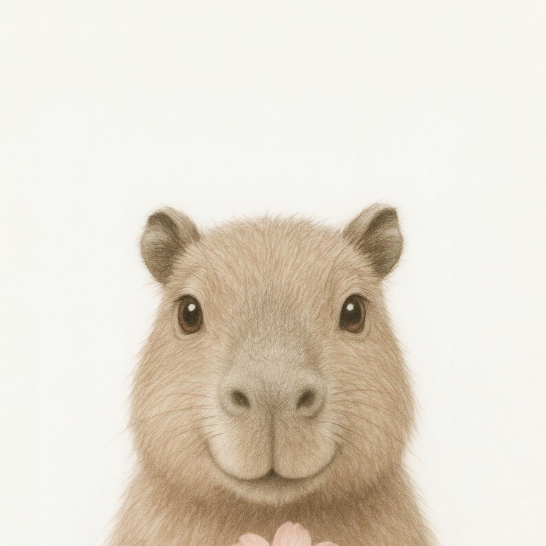 Capybara Nursery Wall Art – Printable Animal Illustration (Digital Download) image 2