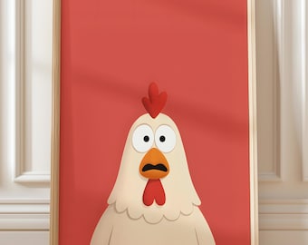 Minimalist Chicken Nursery Wall Art – Farm Animal Decor (Digital Download)