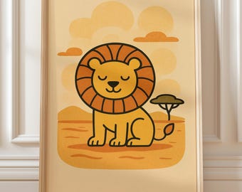 Löwen Illustration - Safari Tier Illustration (Digitaler Download)