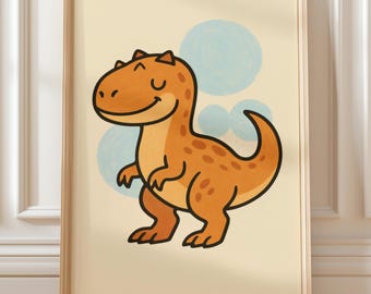 Dinosaur Nursery Wall Art Print: Allosaurus Illustration (Digital Download)