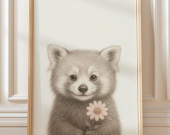 Red Panda Nursery Wall Art – Printable Animal Illustration (Digital Download)