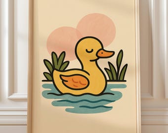 Baby Duck Nursery Wall Art – Printable Animal Illustration (Digital Download)