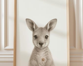 Kangaroo Nursery Wall Art – Printable Animal Illustration (Digital Download)