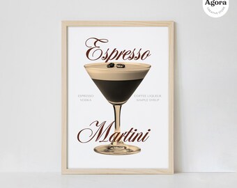 Pósters imprimibles de recetas de cócteles: arte mural de bebidas clásicas para decorar el hogar, el bar y la cocina.