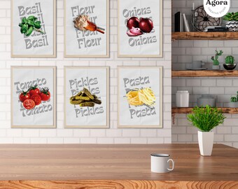 Pósteres de cocina imprimibles: juego de 10 láminas modernas de arte mural con temática gastronómica