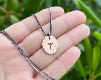 Algiz Rune Charm Copper and Sterling