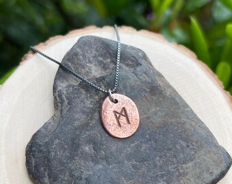 Mannaz Rune Charm Copper and Sterling