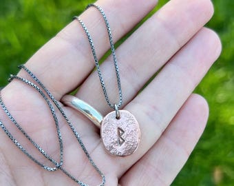Berkano Rune Charm Copper and Sterling