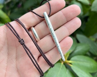 Luna Sterling Silver Wand Necklace- Large