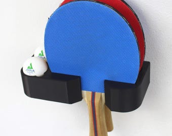 3D Printed Ping Pong Paddle & Ball Holder - Wall Mount Organizer