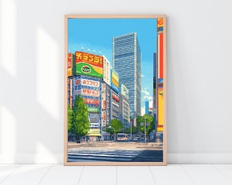 Tokyo Akihabara Pixel Art Print: Anime Cityscape (Digital Download 24x36")