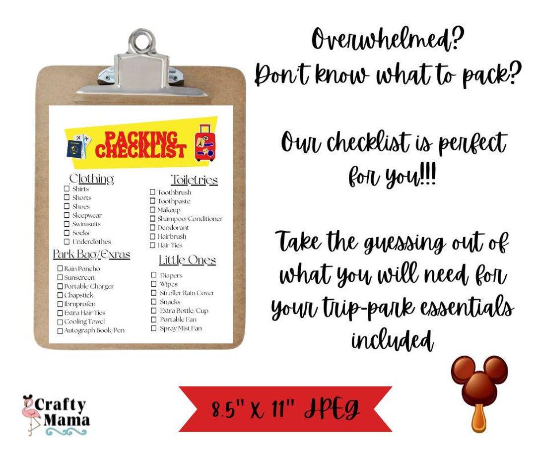 WDW Packing List for Families With Little Ones - Etsy