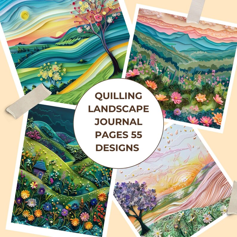Quilling Landscape Junk Journal Pages, 55 Printable Art Designs ...