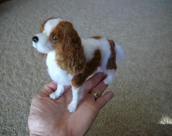 Cavalier King Charles Spaniel Needle Felted Dog Sculpture, SIT (Susan Innes Trudell) One-of-a-kind (OOAK) Miniature Wool Dog Lover Gift