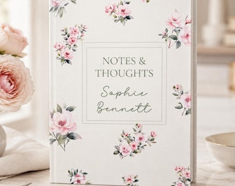 Diario floral personalizado, cuaderno con nombre personalizado, diario de recuerdos, regalo para despedida de soltera, diario de oración, notas de jardinería, libro de recetas