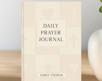 Daglig bönejournal, personlig böneanteckningsbok, anpassad bönejournal med inbunden pärm och namn, inspirerande journalgåva för kristna