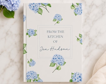 Cuaderno de recetas personalizado / Libro de recetas de hortensias / Cuaderno de recetas familiares personalizado / Regalo para anfitriona / Regalo para despedida de soltera / Regalo para inauguración de casa
