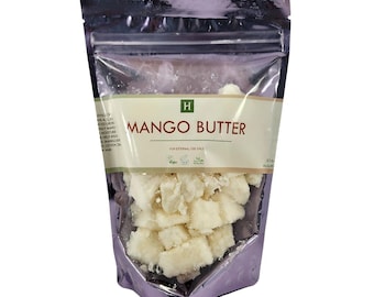 Manteca de Mango Pura - Bolsa de 454 g (1 lb/16 oz) Hidratante 100% Natural para Piel, Cabello, Loción Casera, Brillo Labial, Elaboración de Jabones, Manteca Corporal
