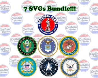 7 US Military Logo SVG png Bundle, Army Svg, Navy Svg, Air Force, Coast Guard Svg, Space Force SVG, Craft Badge, Patriotic, Laser Cutting