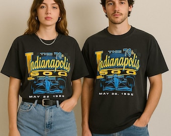 Vintage 90s Indianapolis 500 Racing Tee – 79th Indy 500 Graphic Shirt (Tultex Tag, XL)