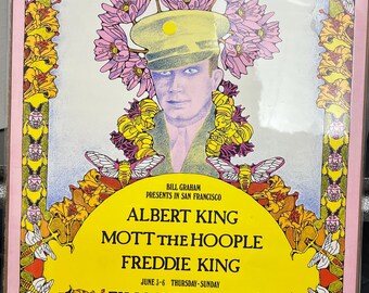 Vintage 1971 Fillmore West Poster Albert King Mott the Hoople Freddie King Bill Graham San Francisco Original