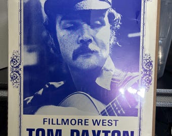 Vintage 1970 Fillmore West Poster Tom Paxton Bill Graham San Francisco Folk Concert Original Blue White