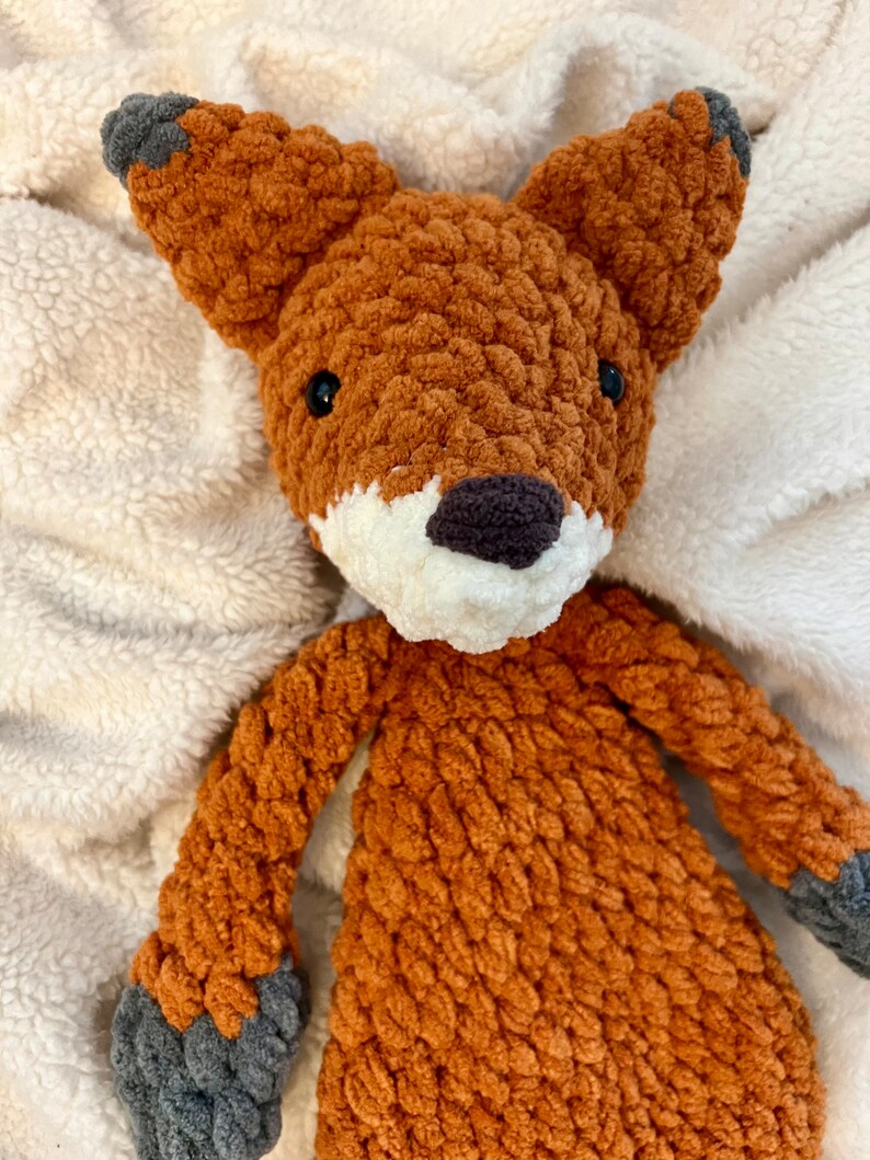Fox Crochet Knotted Lovey READY TO SHIP Snuggler Stuffie Gift Holiday
