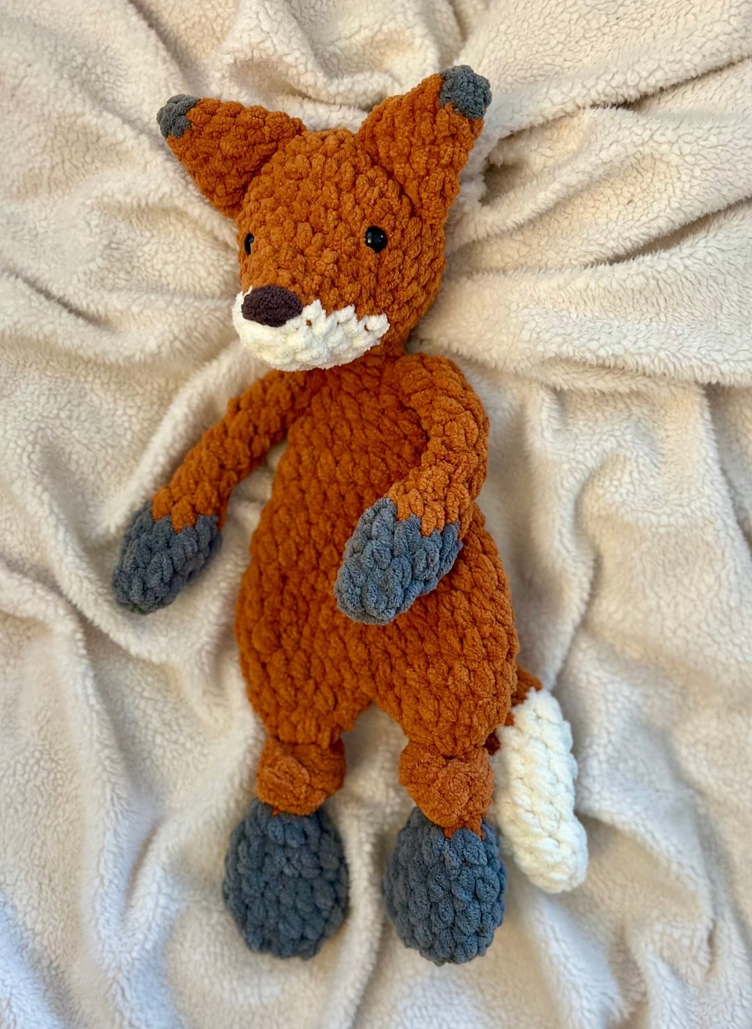 Fox Crochet Knotted Lovey READY TO SHIP Snuggler Stuffie Gift Holiday