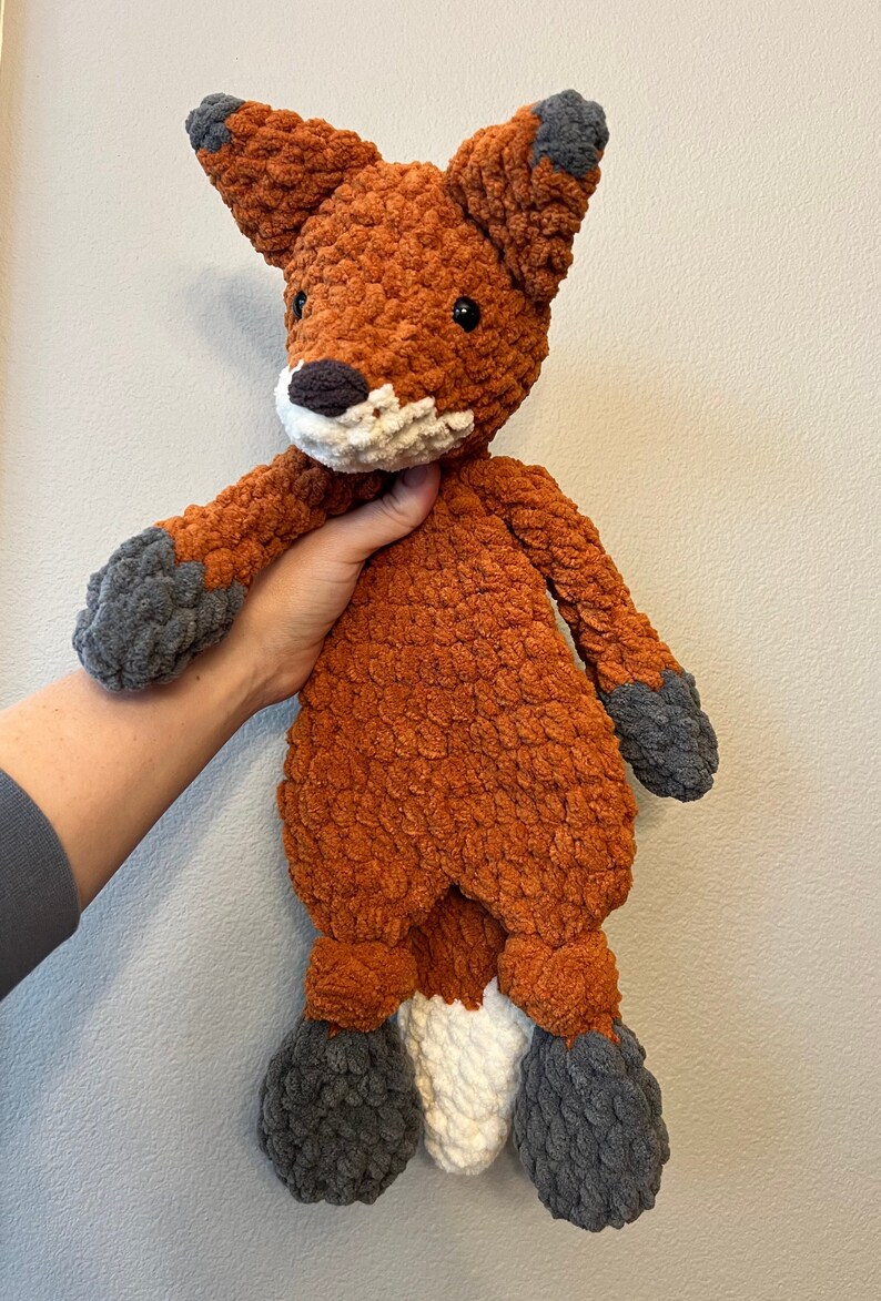 Fox Crochet Knotted Lovey READY TO SHIP Snuggler Stuffie Gift Holiday
