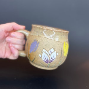 Floral Handmade Mug - Crocus | pottery | ceramic | handpainted | ready to ship