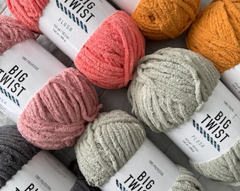 Big Twist Plush Yarn - Sage / Charcoal / Sunflower / Coral / Dusty Rose - super bulky weight 6 yarn - discontinued