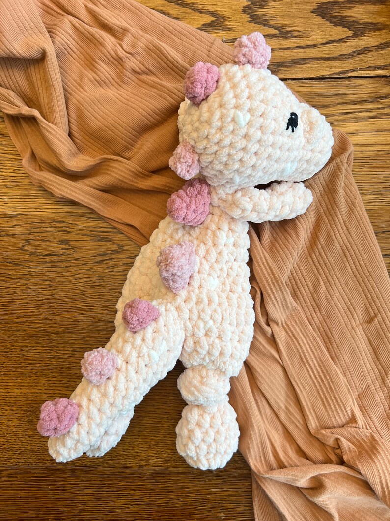 Pink Dinosaur Crochet Knotted Lovey READY TO SHIP Snuggler Stuffie Gift ...