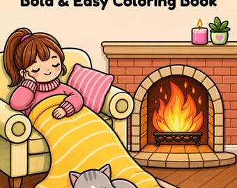 Stress Relief: Cozy Vacation Coloring Book (41 downloadable coloring pages, PDF Download 8.5x11 in)