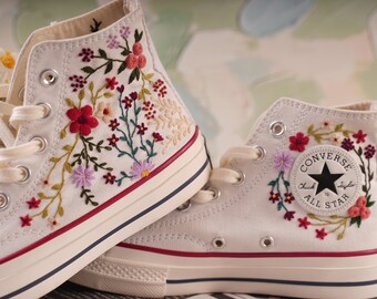 Converse Shoes/Embroidery Converse/Personalized Gift/Embroidered Converse/Wedding Shoes/Converse Wedding/Embroidery Shoes/Flat High Top